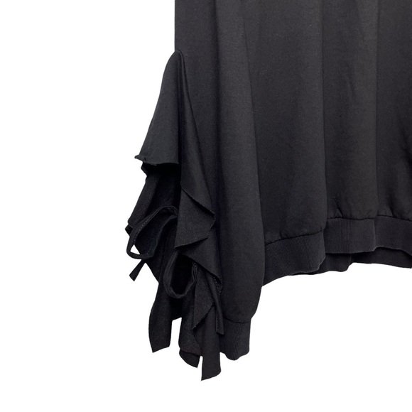 J.O.A Sweatshirt Cascade Ruffle Sleeve Black Size Medium Soft Knit Style KR1885 - Picture 3 of 7